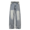 Hot stamping full print straight leg denim pants