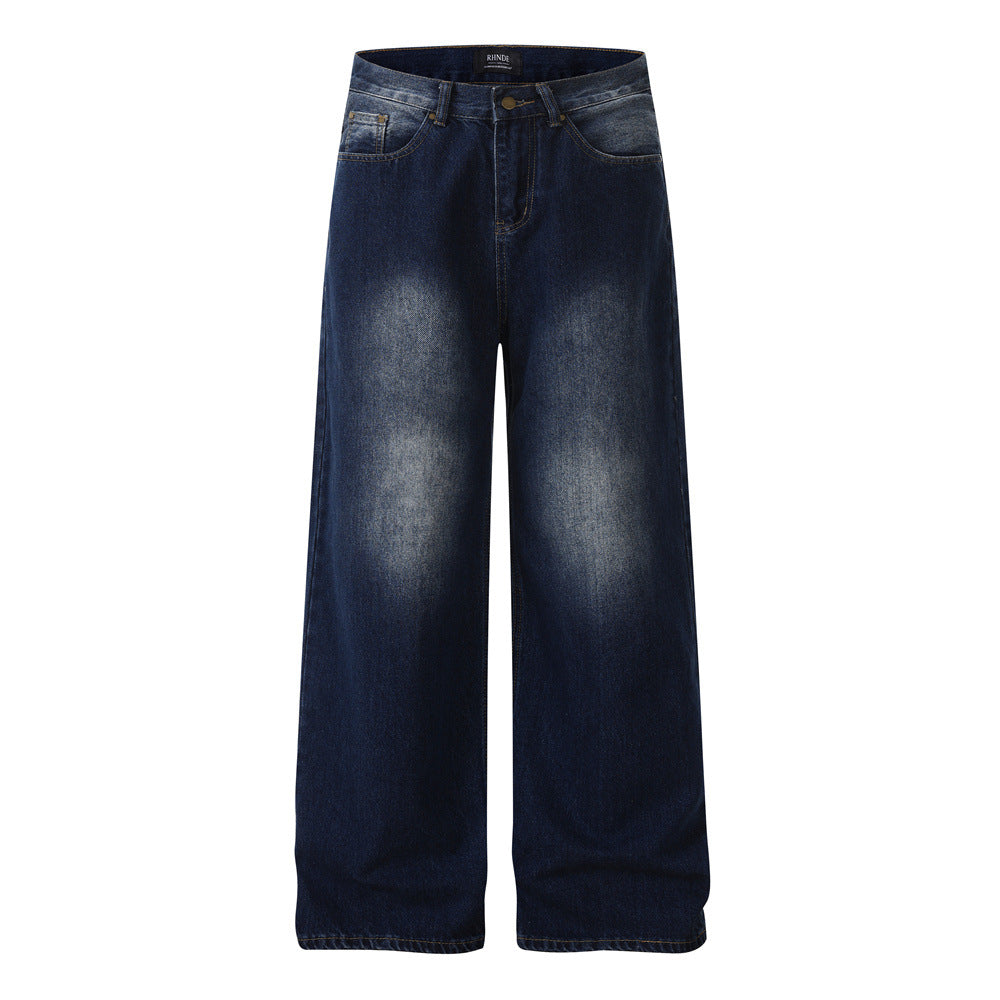 Pocket straight leg denim pants