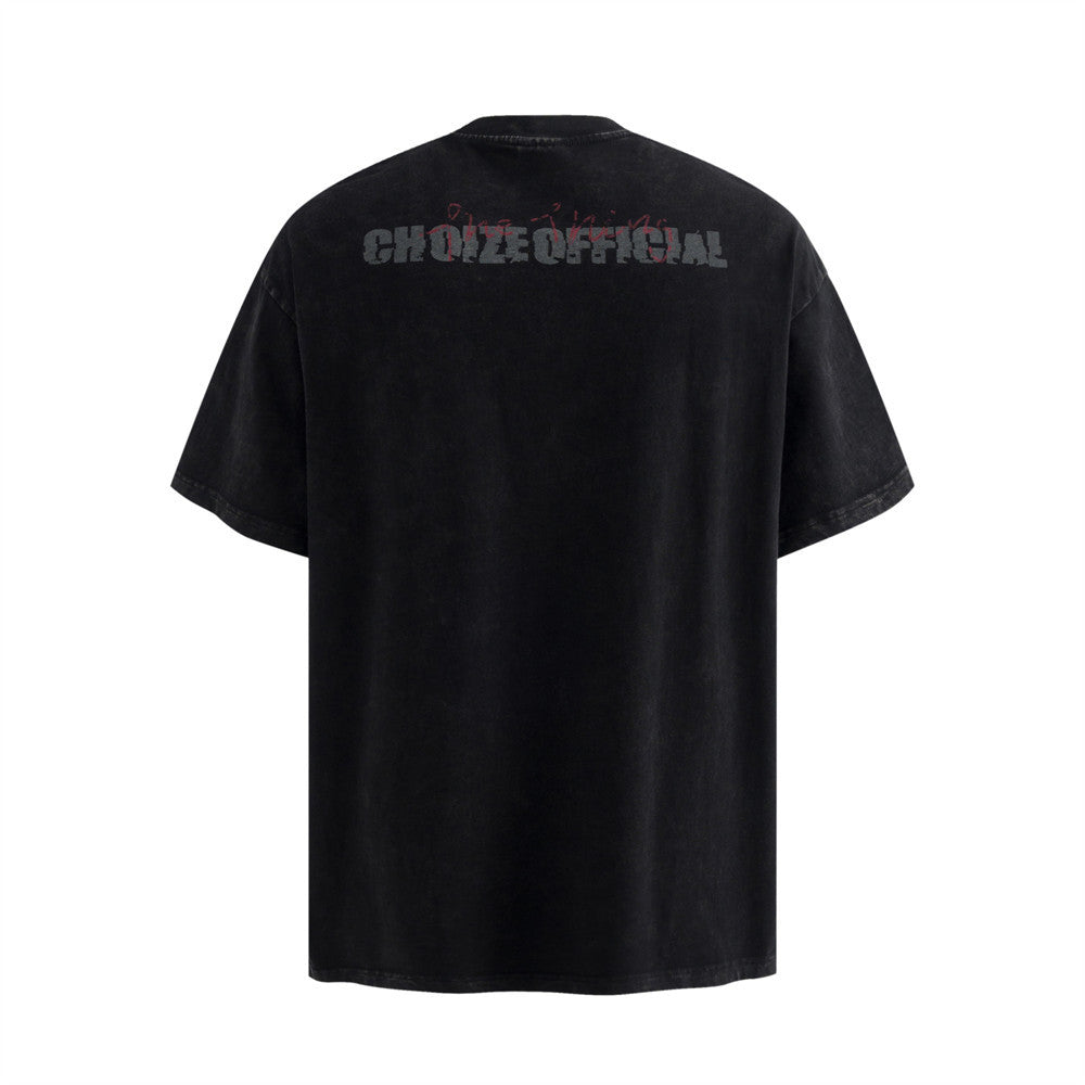 Character printed vintage short sleeved t-shirt
