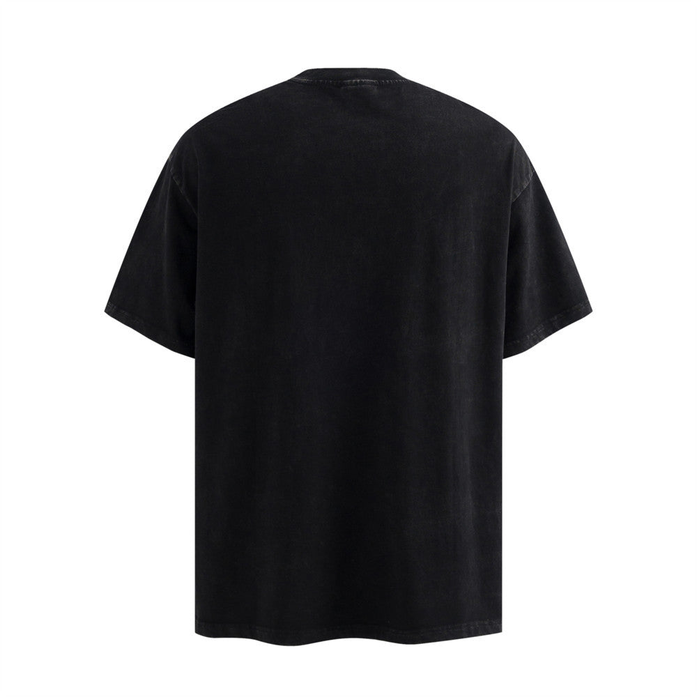 Shadow print distressed short sleeved t-shirt