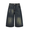 Loose denim cropped pants