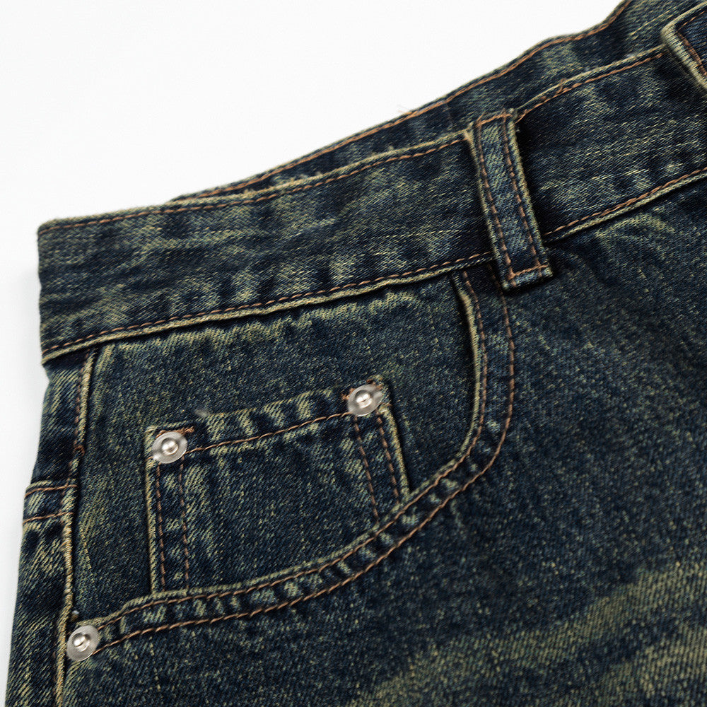 Loose denim cropped pants